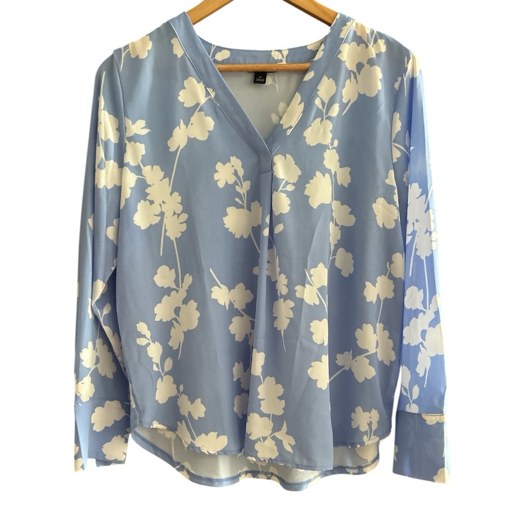 Ann Taylor Blue and White Floral Blouse